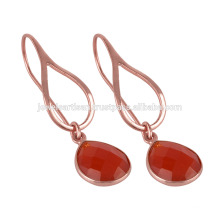 Red Onyx Rose Gold Vermeil Drop Earring